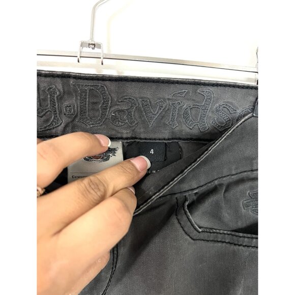 Harley Davidson Gray Studded Skinny Low Rise Pants Size 4 - Picture 8 of 10
